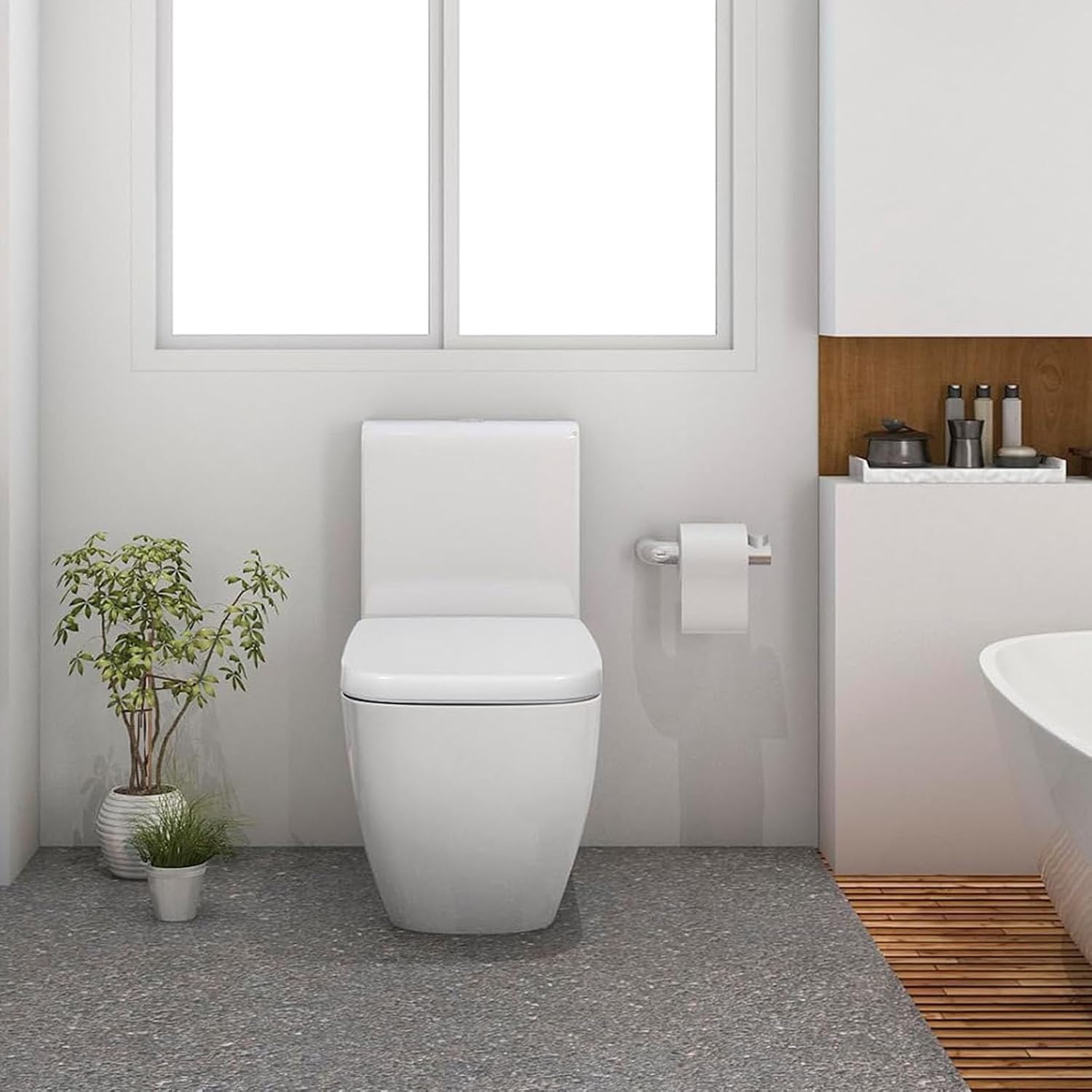 Toilet Seat White Toilet Seat 45X35.5Cm Rounded Square Toilet Seat with Quick-Release Stainless Steel Hinges for Easy to Install Also Easy to Clean, Soft Close Toilet Seat, Pp