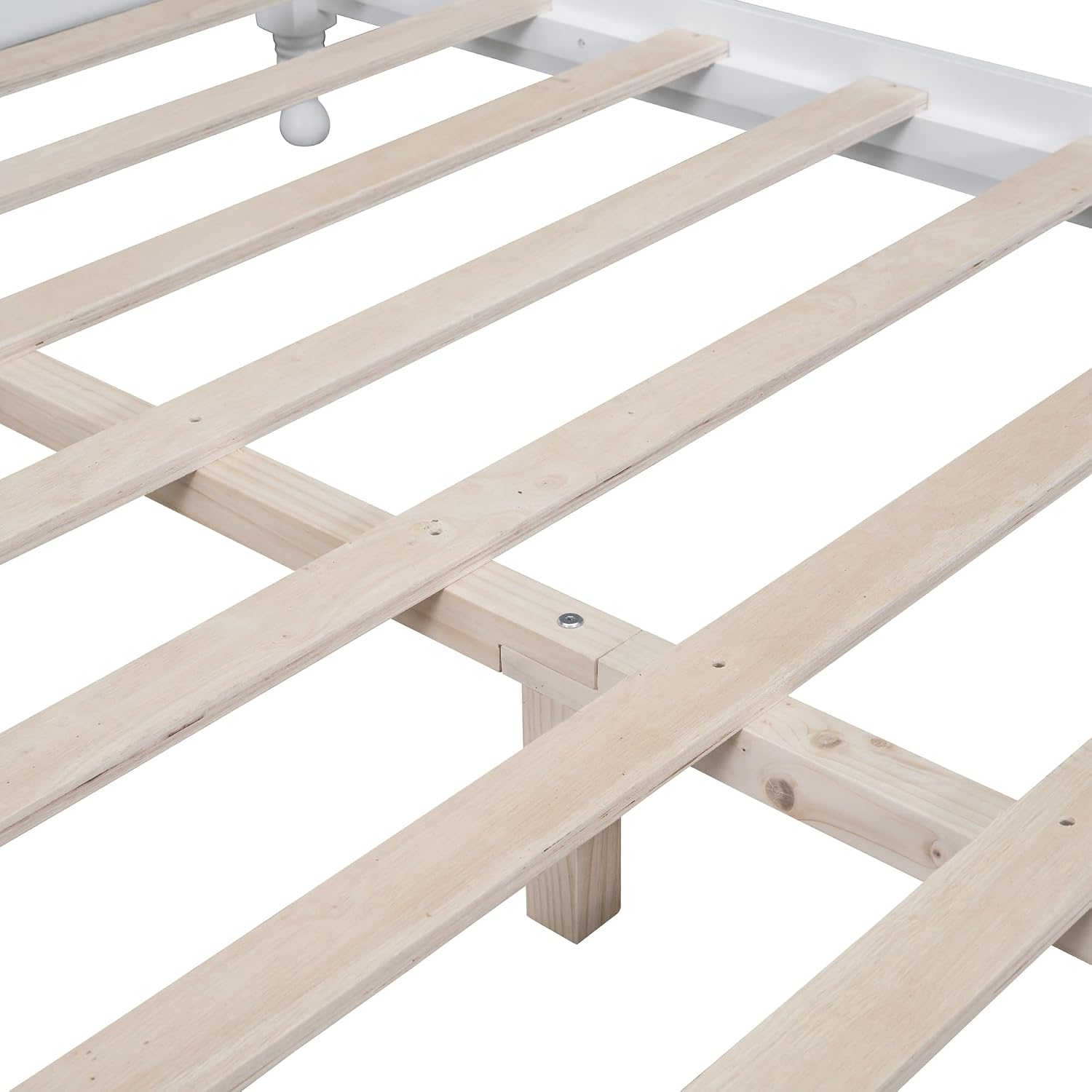 LUMISOL Vintage Full Size Spindle Bed Frame with Headboard, Mid-Century Platform Bed with Wood Slat Support for Bedroom, No Box Spring Needed, White