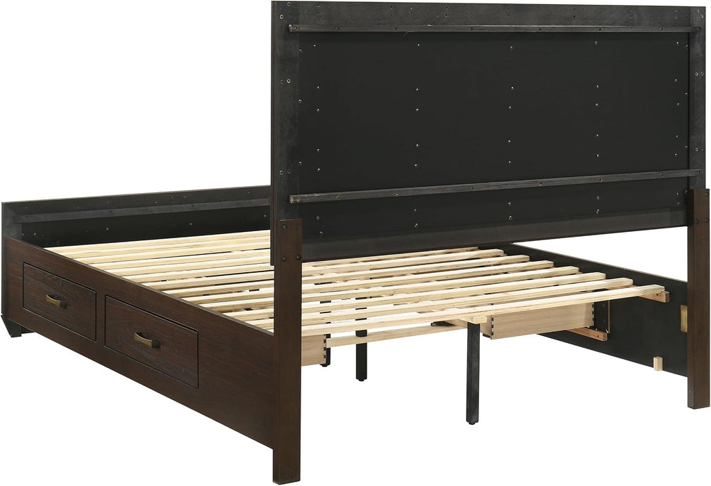 Coaster Home Furnishings Kauffman Transitional 5-Piece Bedroom Set Queen Size Storage Panel Bed Frame 54-inch Headboard Dark Cocoa 204390Q-S5
