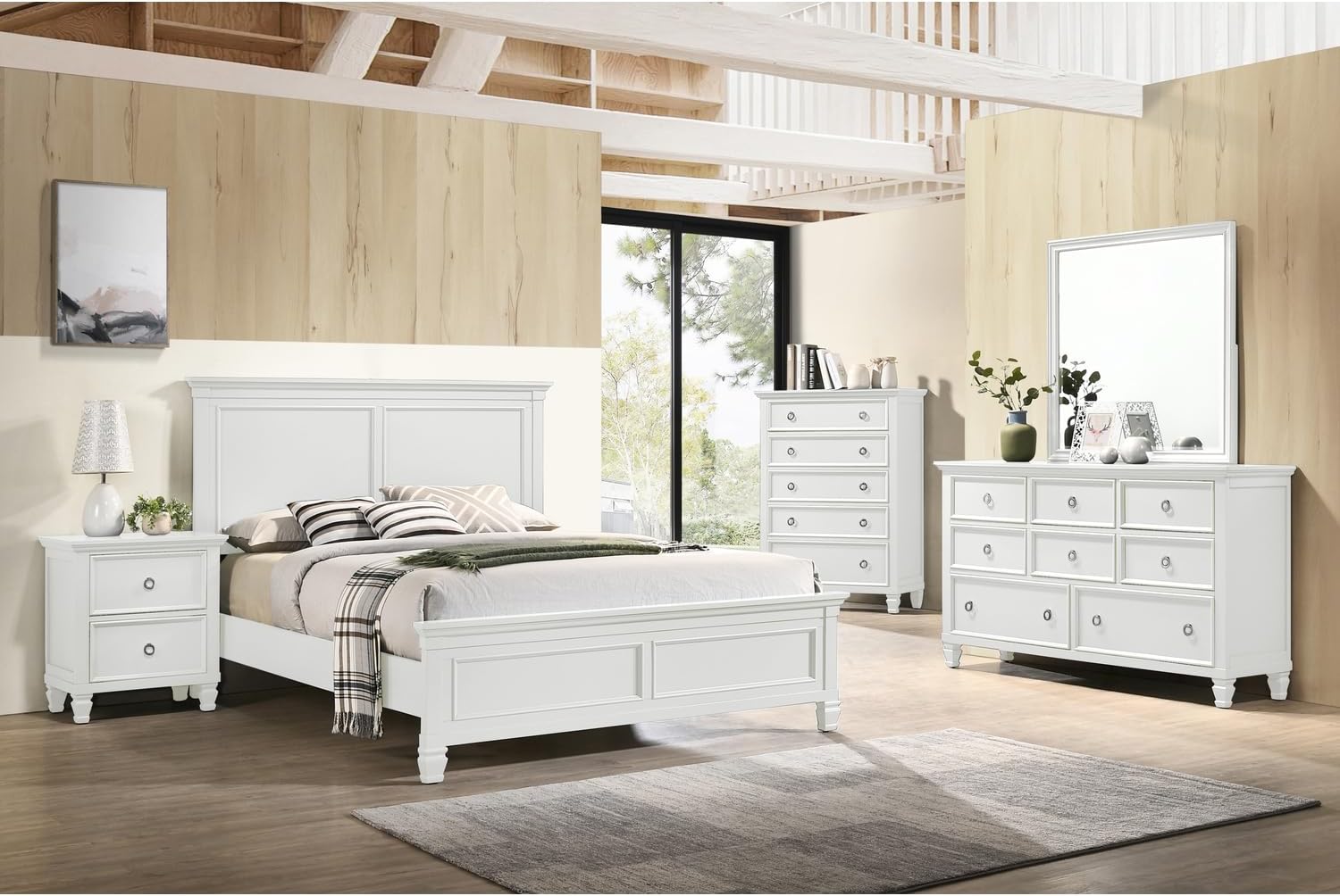New Classic Furniture Tamarack Wood Queen Bed, White