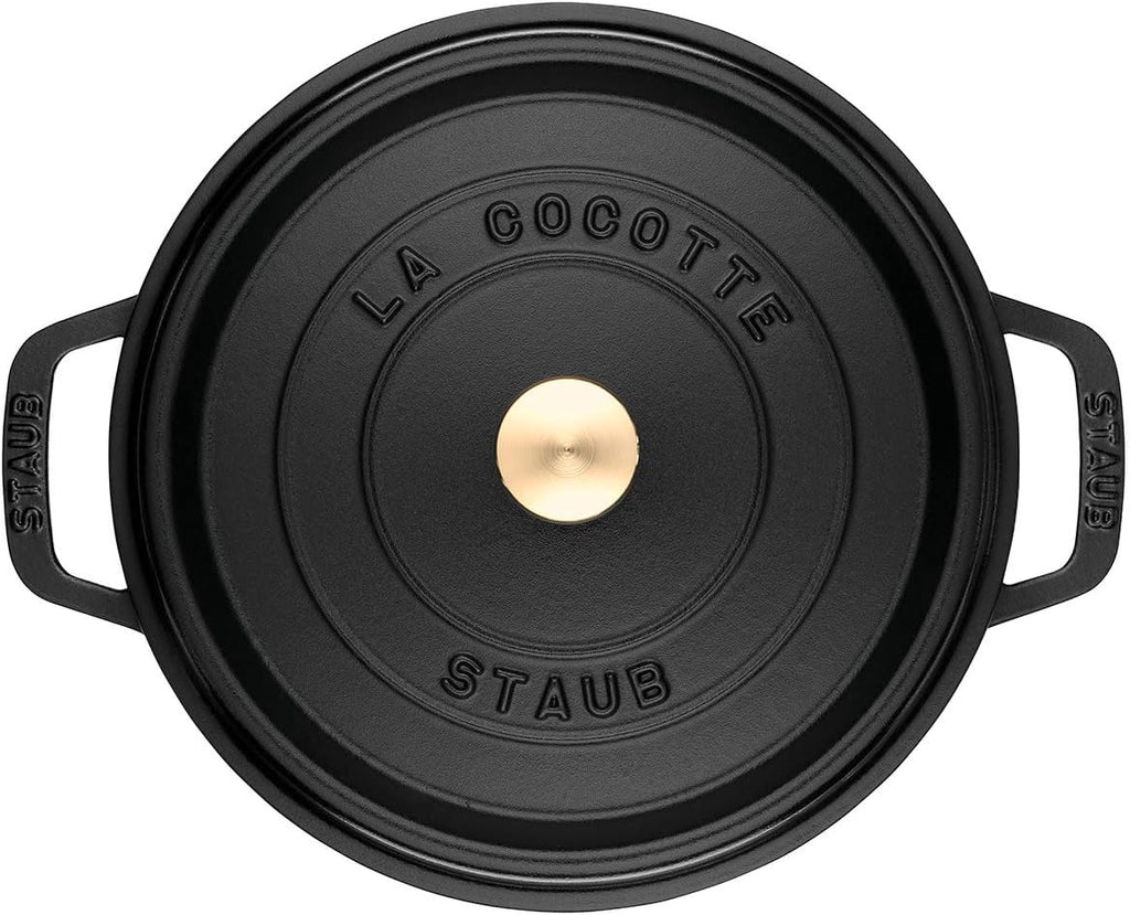 Staub La Cocotte Round 40509-480 'Pico Cocotte Round, Black, 6.3 inches (16 cm), Small, Two-Handed, Casting, Enameled Pot, Waterless Cooking, Induction Compatible