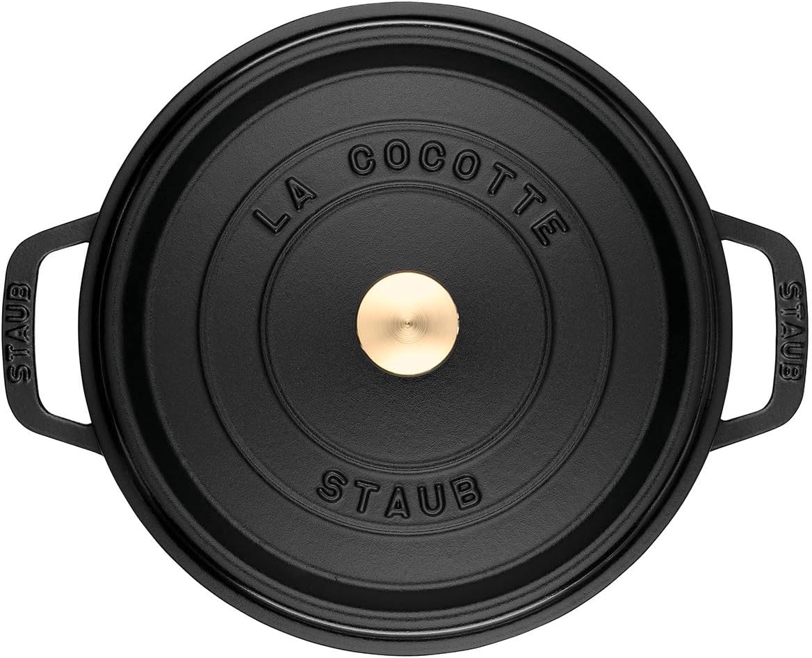 Staub La Cocotte Round 40509-480 'Pico Cocotte Round, Black, 6.3 inches (16 cm), Small, Two-Handed, Casting, Enameled Pot, Waterless Cooking, Induction Compatible