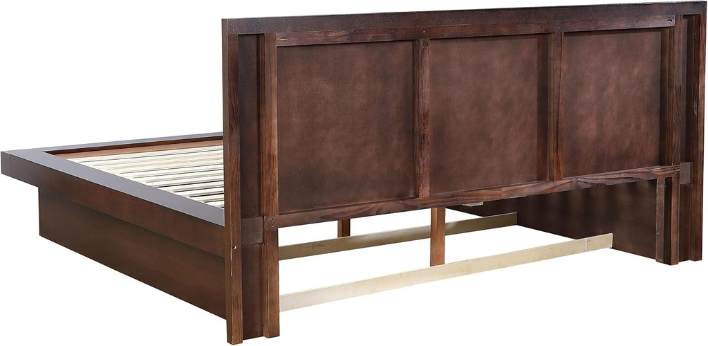 Coaster Home Furnishings - Jessica - Wood - Eastern King Platform Bed with Touch LED Light Switch, Panel Headboard, and Layered Base - Bedroom - Cappuccino - 200711KE | Touch LED Light Sw