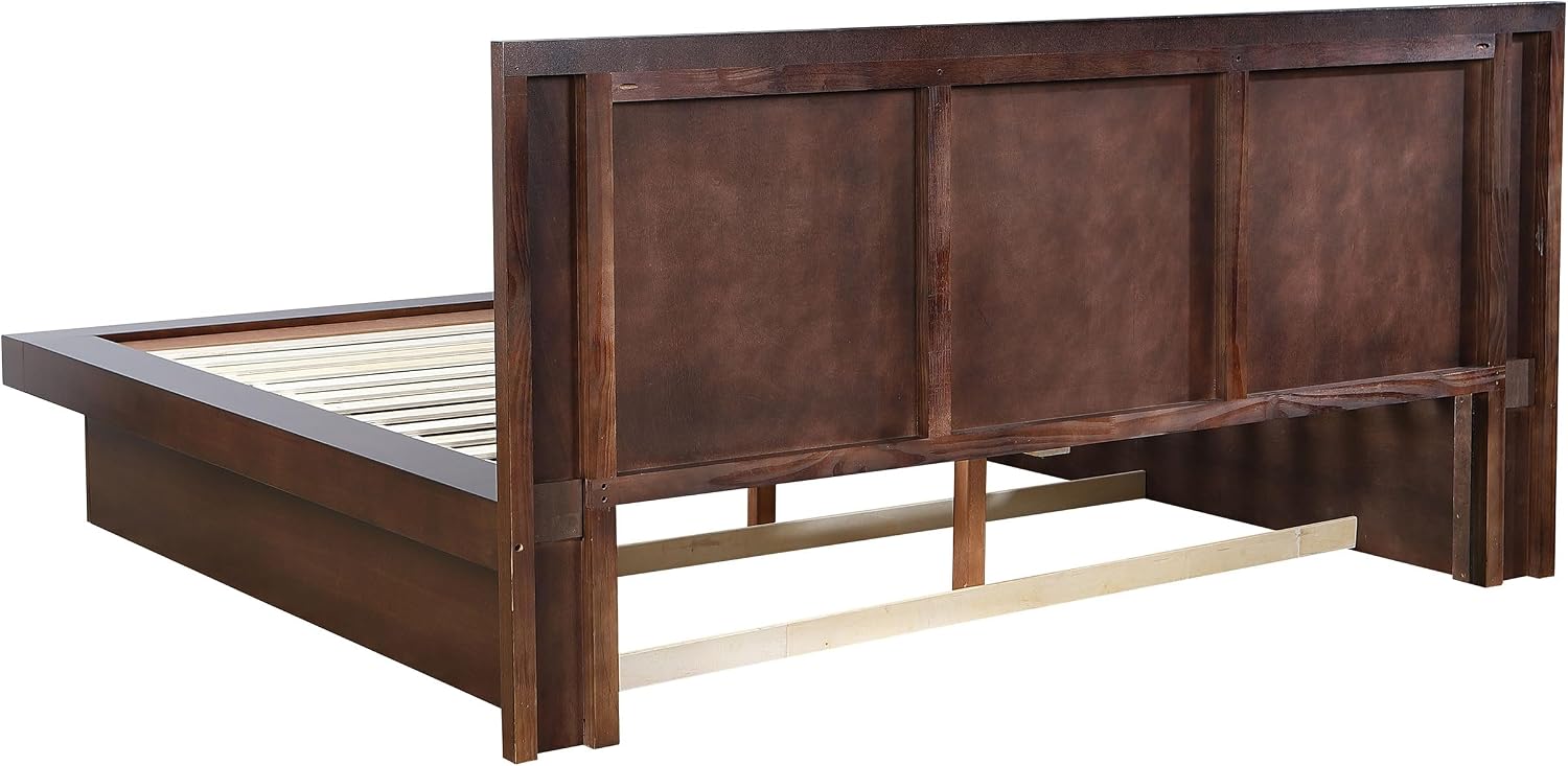 Coaster Home Furnishings - Jessica - Wood - Eastern King Platform Bed with Touch LED Light Switch, Panel Headboard, and Layered Base - Bedroom - Cappuccino - 200711KE | Touch LED Light Sw