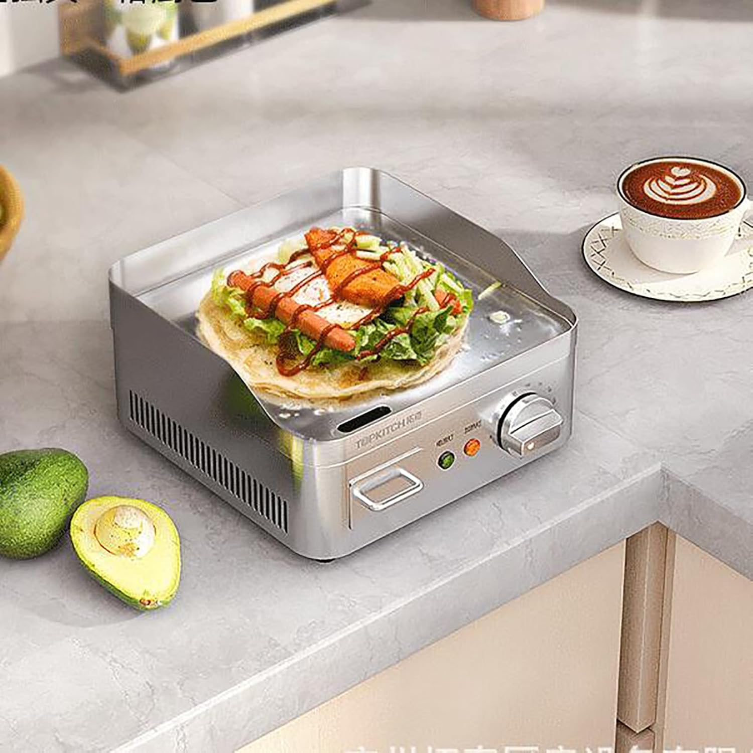 2000W 9' Commercial Electric Countertop Griddle Stainless Steel Flat Top Grill Hot Plate BBQ Flat Large Restaurant Grill, Adjustable Thermostatic Control for Home Commercial Places