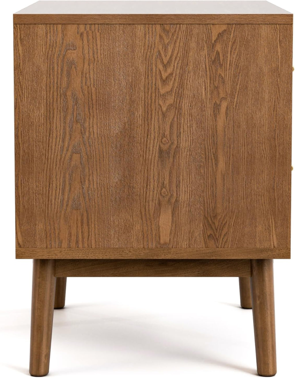 Furniture of America Wyatt Modern 2-Piece Solid Wood Bedroom Collection, Platform Frame with Upholstered Headboard and 2-Drawer Nightstand, No Box Spring Required for Home, Guest Room, Walnut, Queen