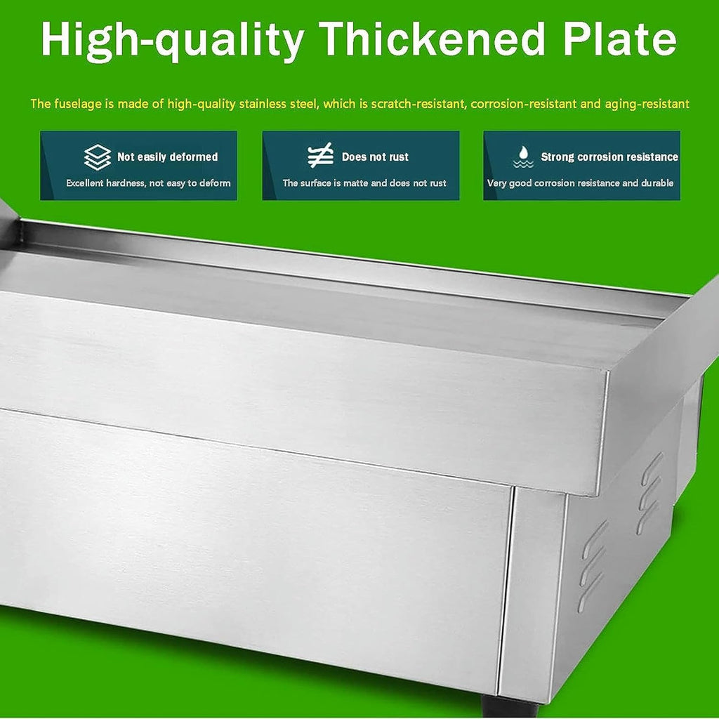 Electric Griddle Flat Hotplate Commercial Countertop BBQ Grill Stainless Steel Nonstick Barbecue, Efficient Nonstick Burger Bacon Kitchen Barbeque Countertop for Barbecue Omelette Fried Food