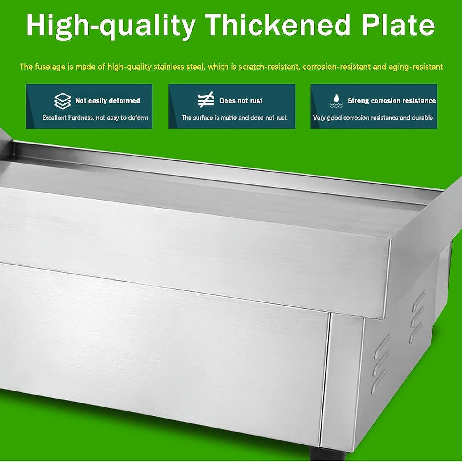 Electric Griddle Flat Hotplate Commercial Countertop BBQ Grill Stainless Steel Nonstick Barbecue, Efficient Nonstick Burger Bacon Kitchen Barbeque Countertop for Barbecue Omelette Fried Food