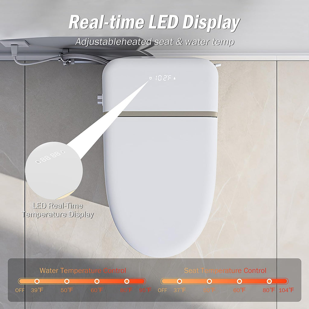 Smart Toilet with Bidet Built In, Heated Seat, Tankless Modern Elongated Electric Toilet with Warm Water Wash, Air Dryer & Dual Auto Flush, LED Display & 1000g MaP Flush, 1.28 GPF