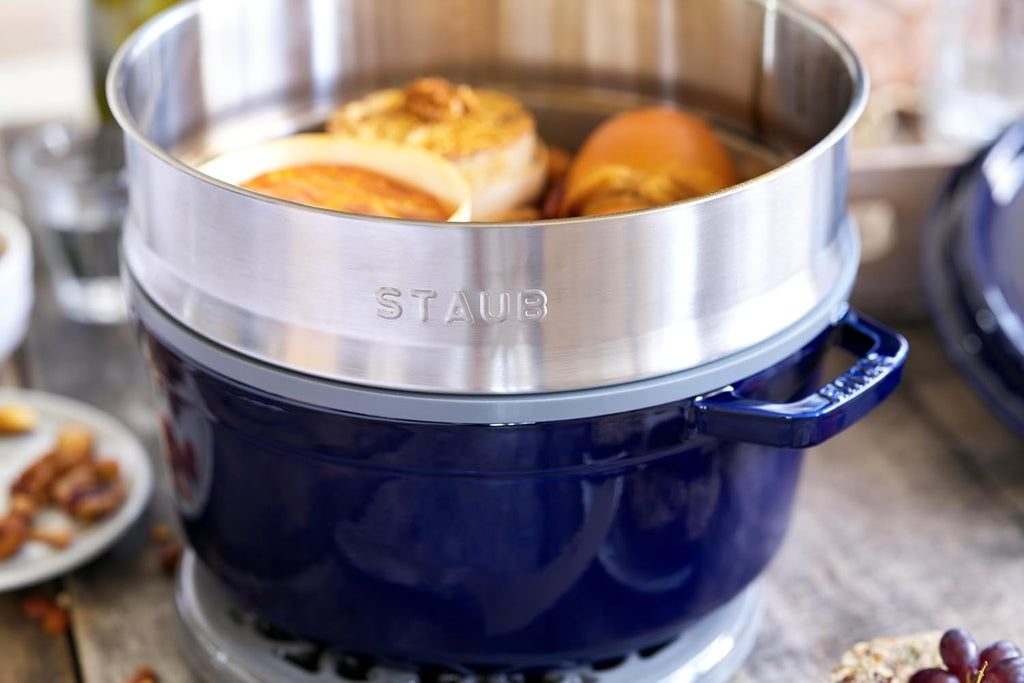 STAUB Cocotte with Steamer Round 26cm Dark Blue