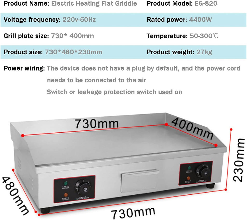 Commercial Electric Griddles, Flat Top Griddle Grill Station, Nonstick Electric Griddle Countertop Hot Plate Commercial Bbq Grill, for Camping, Outdoor, Tailgating, Kitchen, Home, Barbecue,820