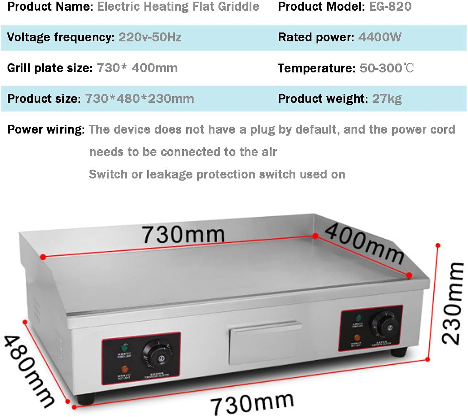 Commercial Electric Griddles, Flat Top Griddle Grill Station, Nonstick Electric Griddle Countertop Hot Plate Commercial Bbq Grill, for Camping, Outdoor, Tailgating, Kitchen, Home, Barbecue,820