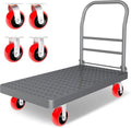 Platform Truck Foldable Flatbed Cart 24'' x 48'' Heavy Duty Push Cart Dolly 2600LBS Capacity Large Platform Cart w/ 5'' Swivel Wheels for Groceries, Garage, Warehouse