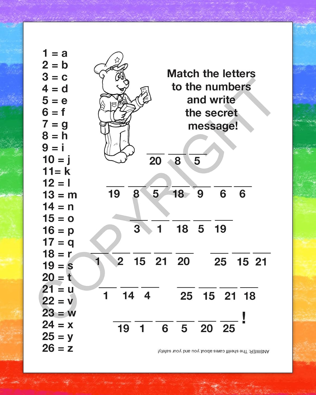 ZOCO – The Sheriff is Your Friend – Custom Educational Coloring Books (250 Bulk Pack, With Crayons) – Promotional Police Toys, Activities for Kids
