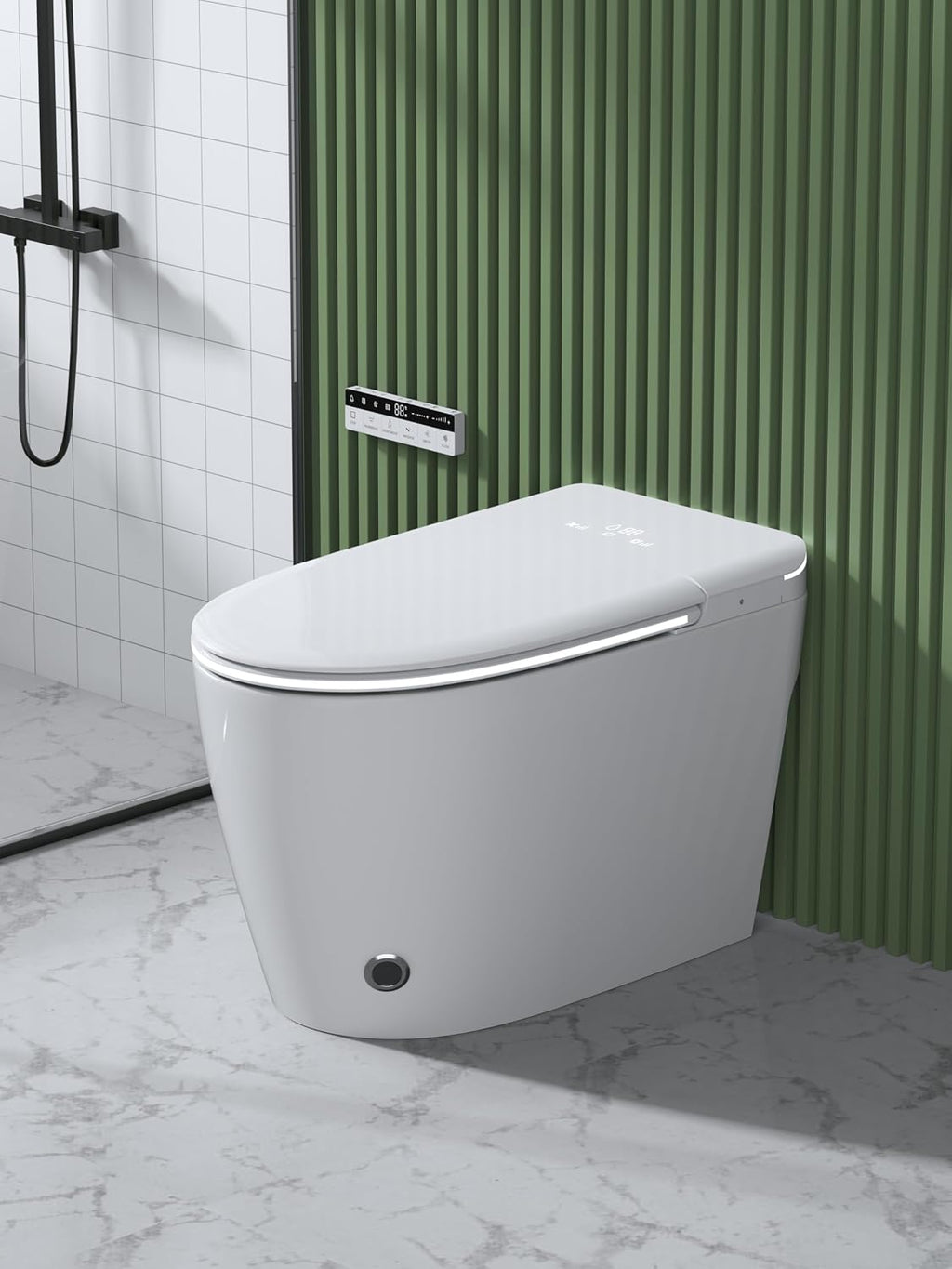 Smart Toilet with Bidet Built in,Foam Shield & Aromatherapy Spray, Heated Seat with Instant Warm Water Sprayer & Air Dryer, Upgrade Gourd-shaped Seat for Child & Adult