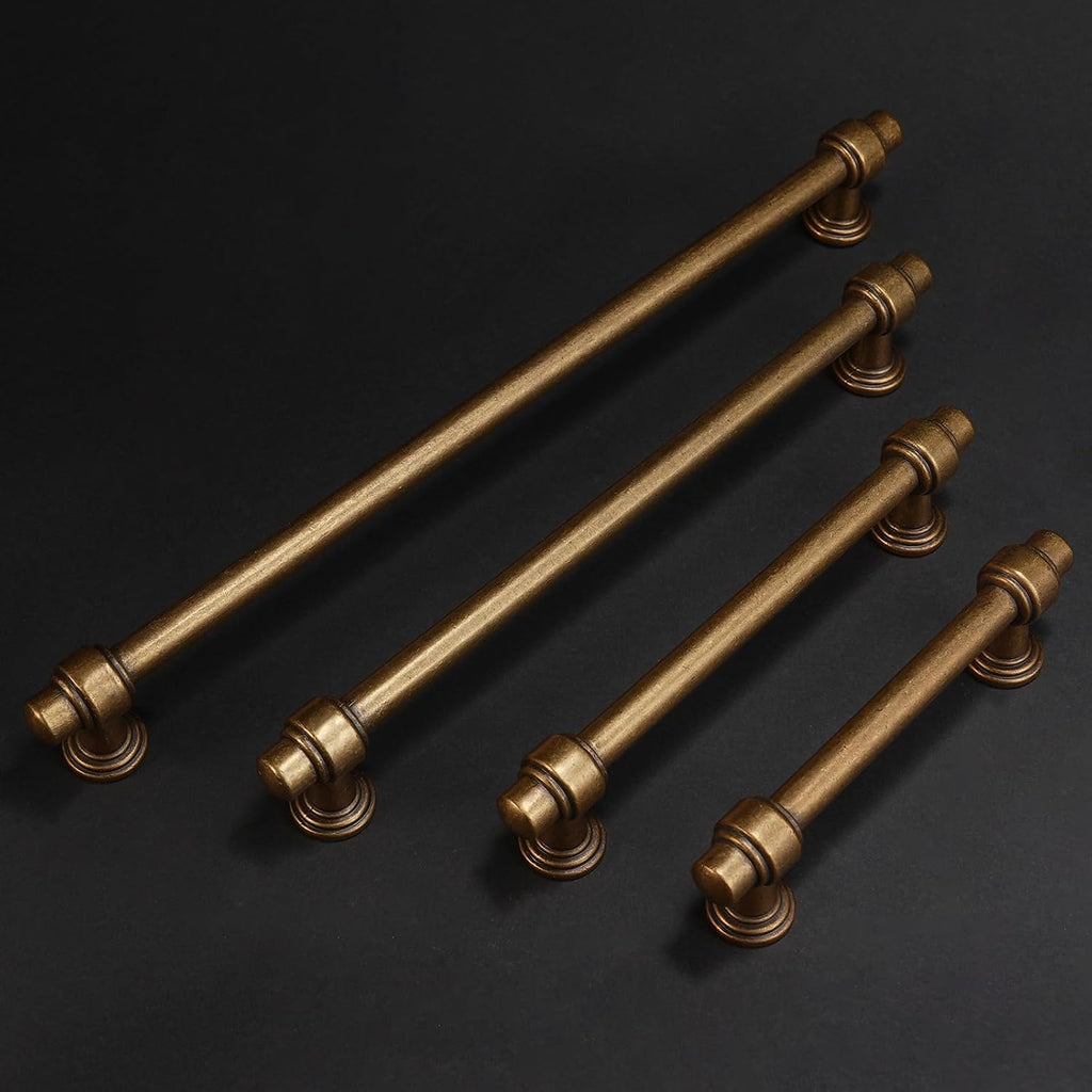 10 Pack 12-3/5 inch(320mm) Antique Brass Kitchen Cabinet Handles Cabinet Pulls Vintage Drawer Pulls Aged Gold Bronze Cabinet Hardware Kitchen Handles