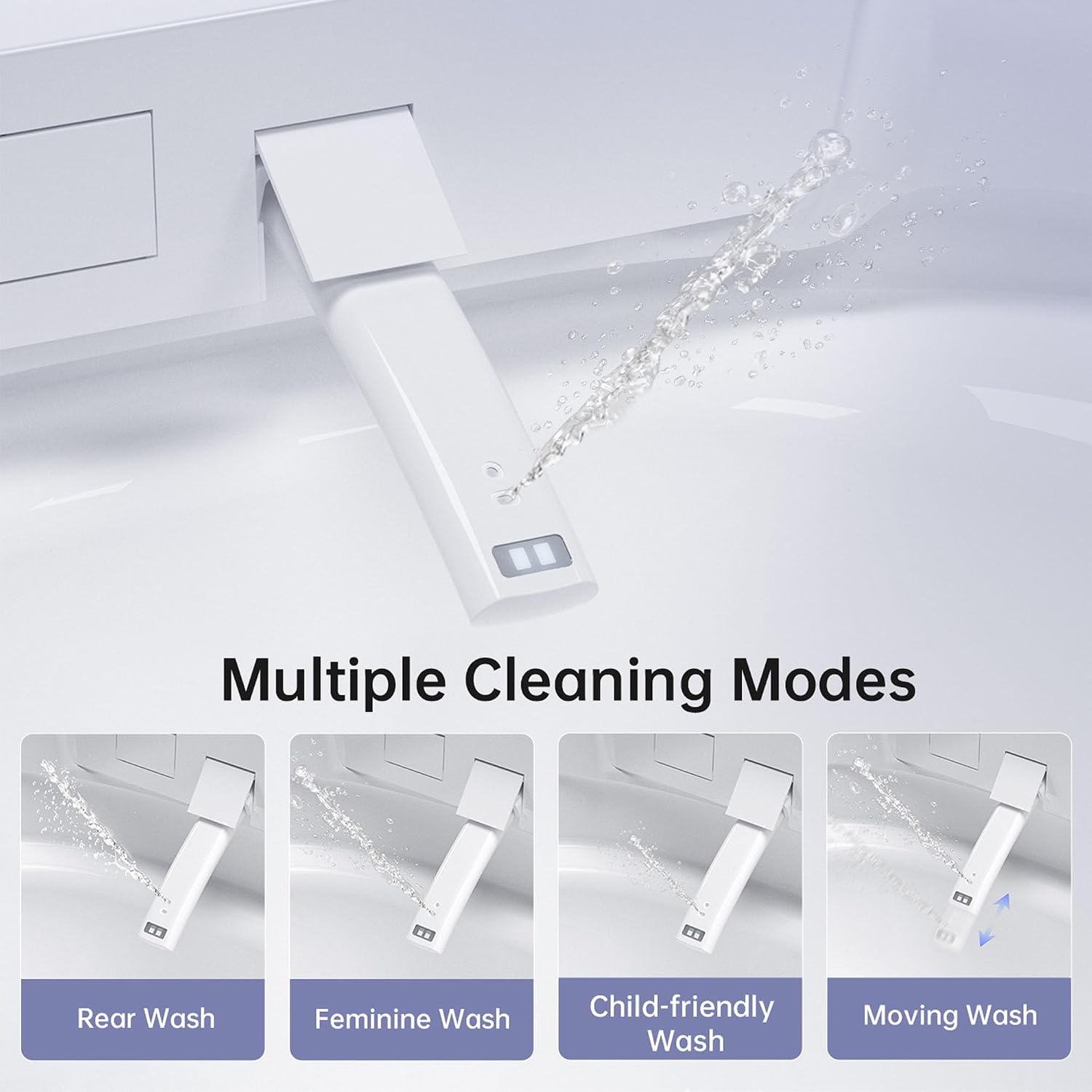Luxury Smart Toilet with Bidet Built In, Elongated Electric Toilet with Auto Open Close Lid & Foot Sensor, Modern Bidet Toilets, Heated Seat/Voice Control/Automatic Washing Modes (Square)