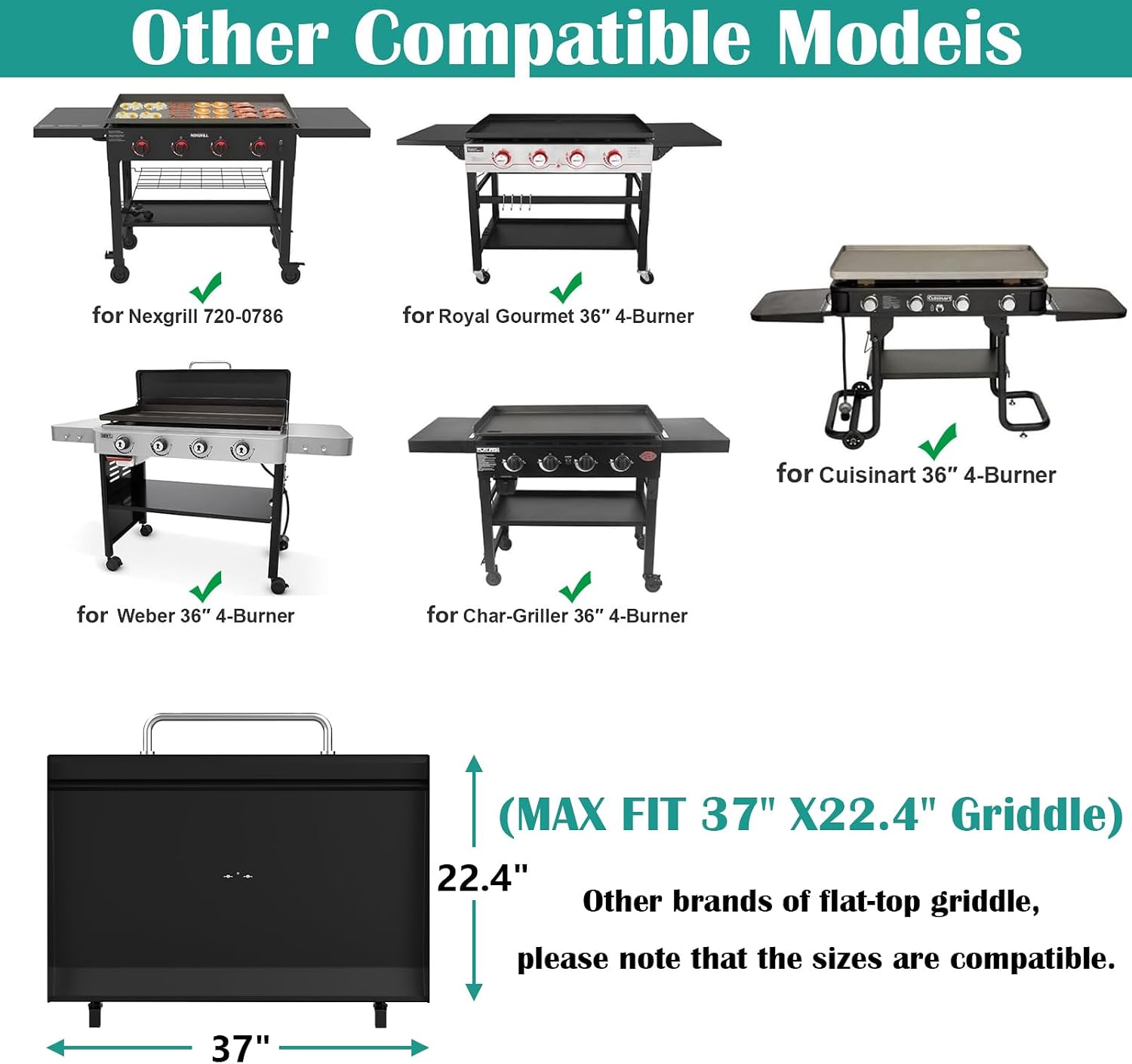 Upgraded Griddle Hinged Lid for 36' Blackstone 1554 1863 1825 1818 1565 1560 2149 1841 1866 2122 2151 2177, Hard Cover with Thermometer and Cover for Blackstone 36 Inch Griddle Accessories
