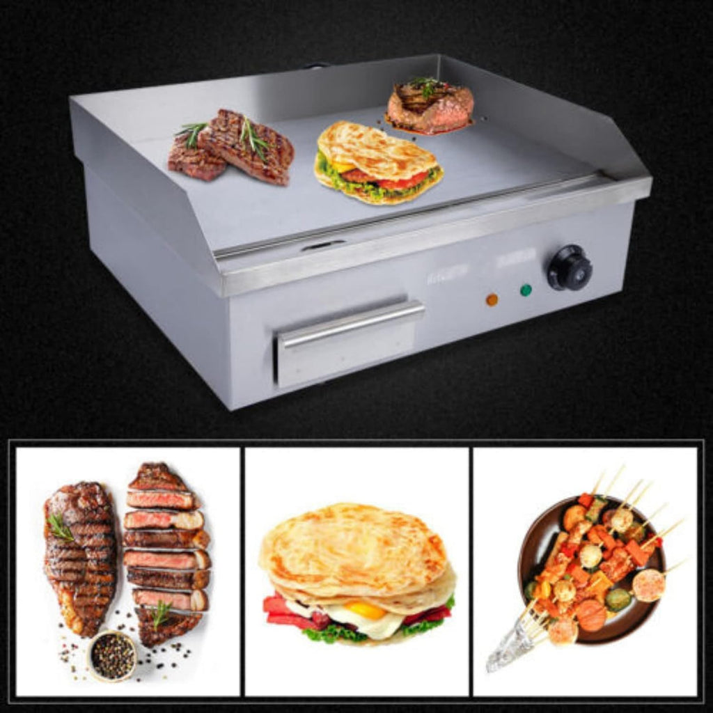 Electric Countertop Griddle Grill Barbecue Flat Top Cooktop Plate Non-Stick 22'' Commercial Large Countertop Griddle Flat Top BBQ Grill Plate Machine For Fried Steak, Hand Pancakes