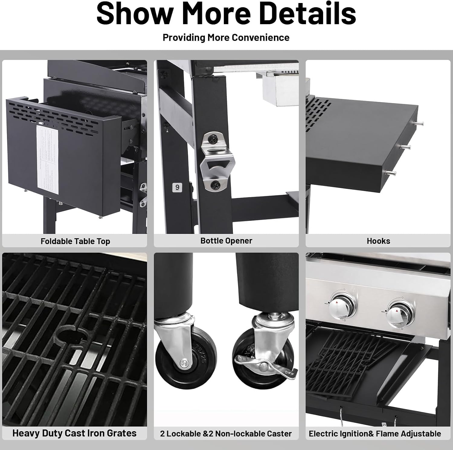 2-in-1 Propane Griddle Grill Combo 38200 BTU, 4-Burner Propane Gas Grill with 2 Foldable Side Tables for Outdoor Cooking Camping Patio Backyard (Grill + Griddle)