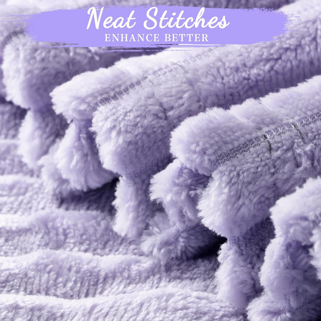 Buryeah 24 Pcs Flannel Throw Blanket Bulk 50 x 60 in Sleepover Blanket Outdoor Wedding Throw Lightweight, Oeko-tex Standard 100 Certified for Sofa Homeless Gifts (Light Purple)