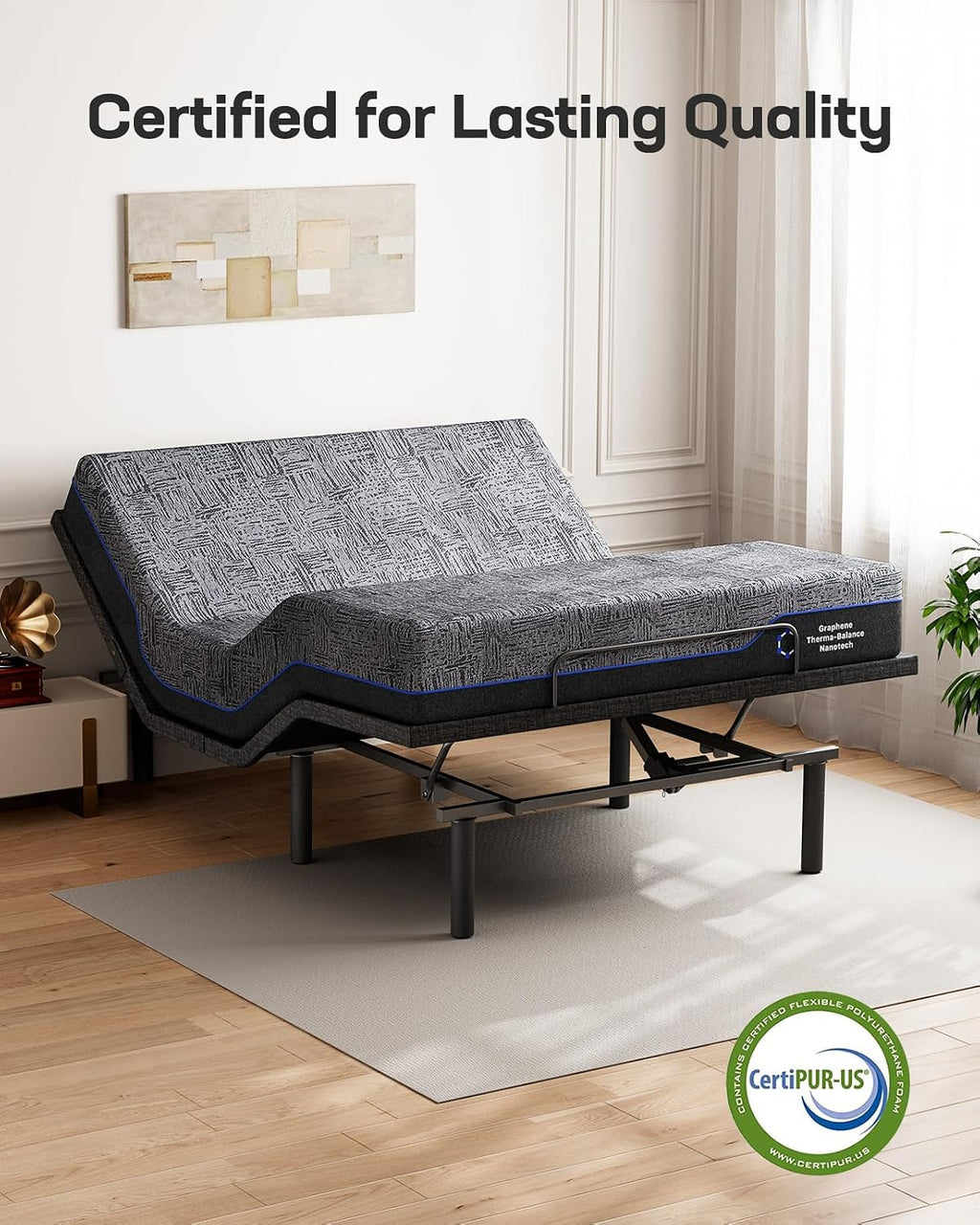 Marsail NS0 Queen Adjustable Bed Base - Smart Dual Motor Bed Frame with Wireless Remote, 3-Min Assembly, Zero Gravity & Anti-Snore Modes, Under Bed Lighting, 4 USB Ports