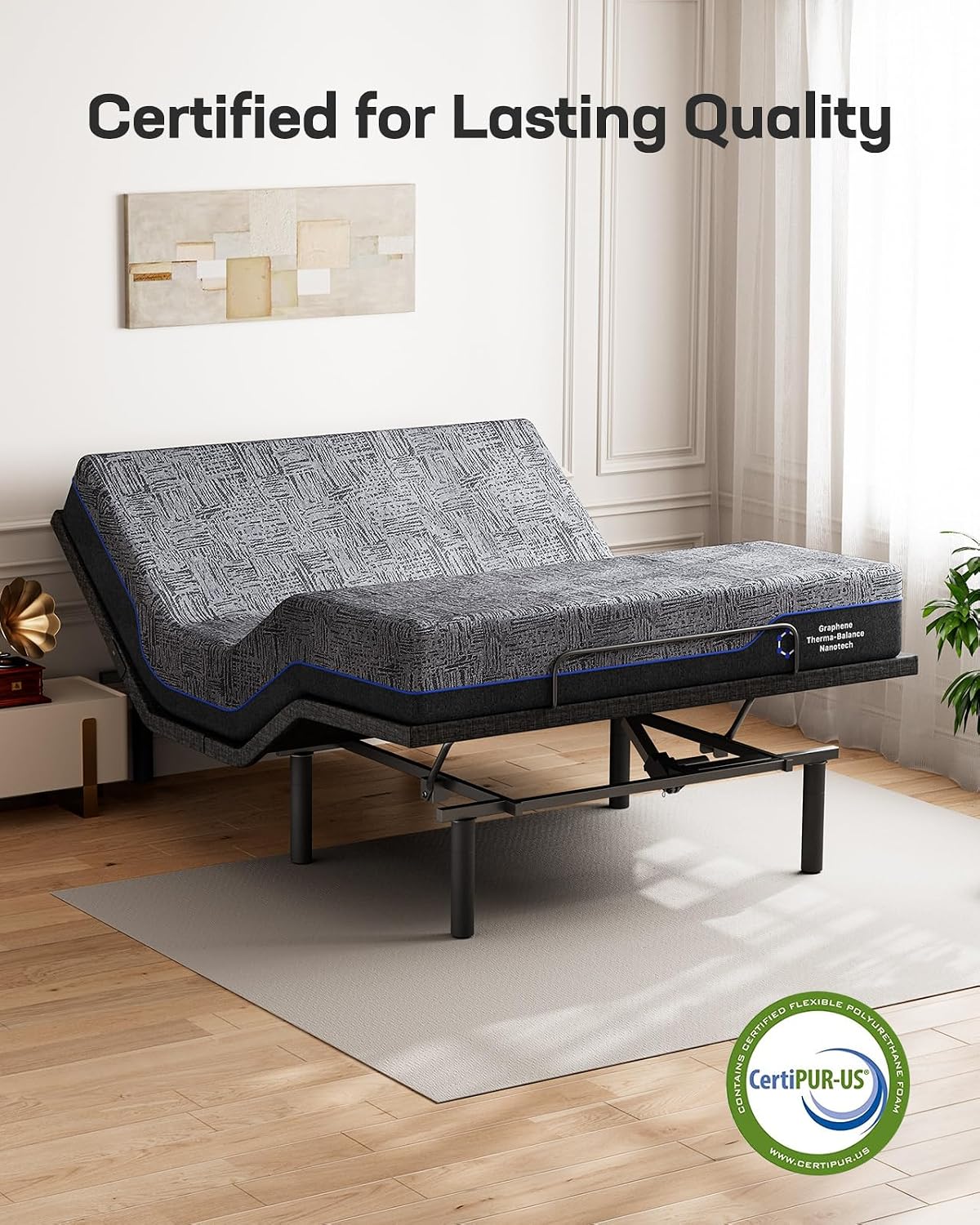 Marsail NS0 Queen Adjustable Bed Base - Smart Dual Motor Bed Frame with Wireless Remote, 3-Min Assembly, Zero Gravity & Anti-Snore Modes, Under Bed Lighting, 4 USB Ports