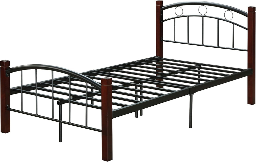 Hodedah Complete Metal Platform Bed with Headboard, and Footboard in Full Size