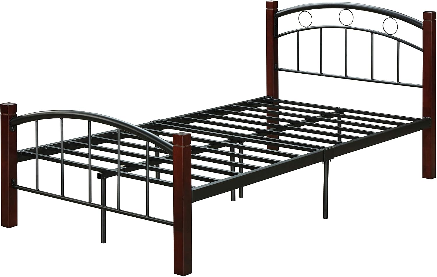 Hodedah Complete Metal Platform Bed with Headboard, and Footboard in Full Size