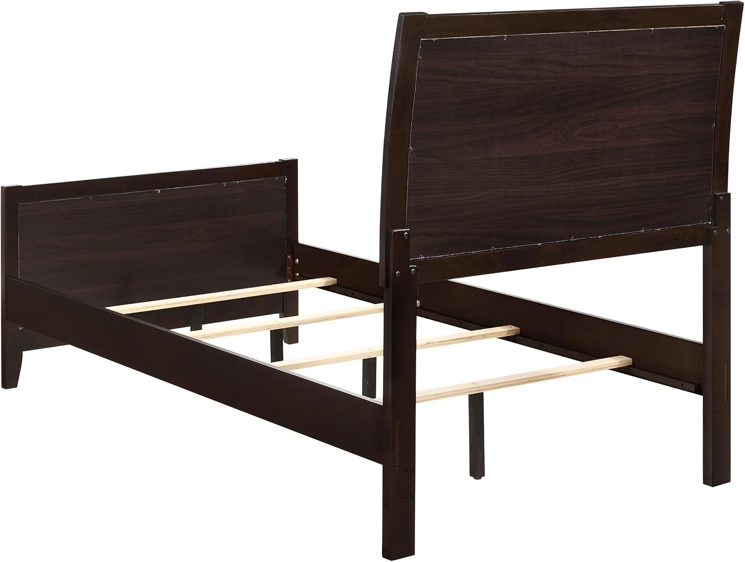 Coaster Home Furnishings Carlton Contemporary 4-Piece Bedroom Set Leatherette Upholstered Twin Size Panel Bed Frame 51-inch Headboard Cappuccino 202091T-S4