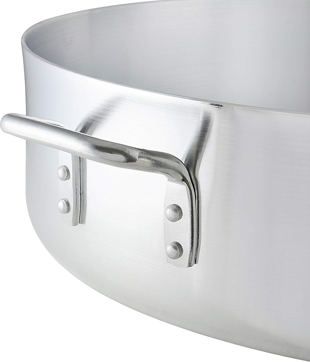 Thunder Group ALSKBP008 Brazier Pot, 40 quart capacity, with cover, 6 mm thick, extra heavy, flat bottom, aluminum, mirror-finish, NSF