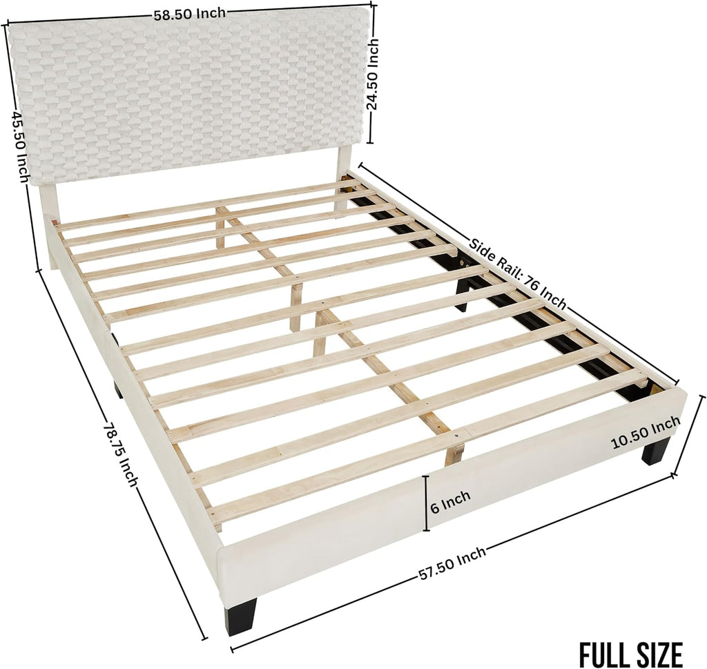 Roundhill Furniture Findlay 2-Piece Bedroom Set, Plush 3D Upholstered Bed with Nightstand, Full