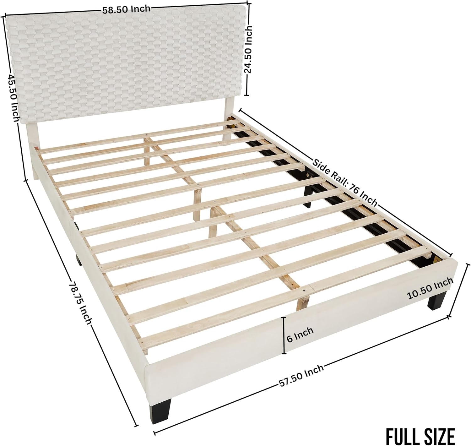 Roundhill Furniture Findlay 2-Piece Bedroom Set, Plush 3D Upholstered Bed with Nightstand, Full