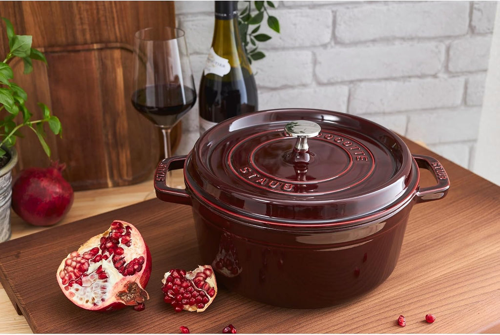 Staub Cast Iron 9-qt Round Cocotte - Grenadine