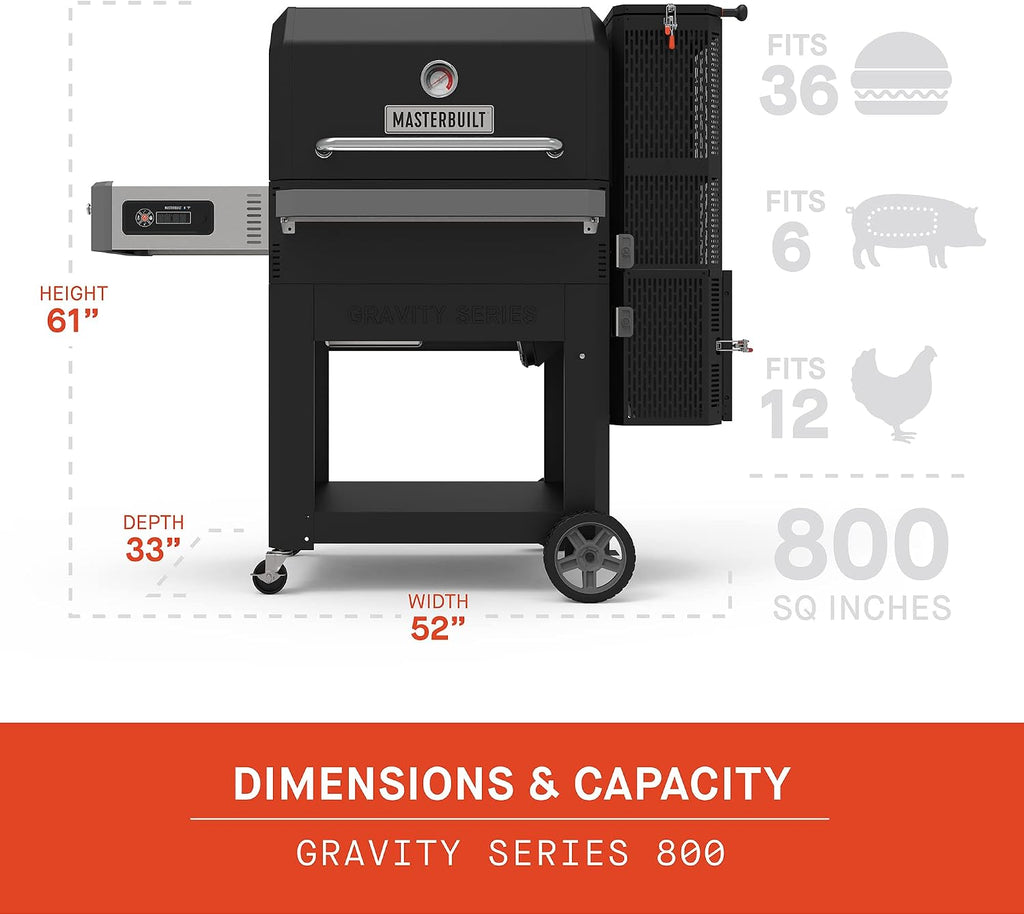 Masterbuilt Gravity Series 800 Digital Charcoal Griddle, Grill and Smoker Combo + Masterbuilt Lump Charcoal (16 lbs)