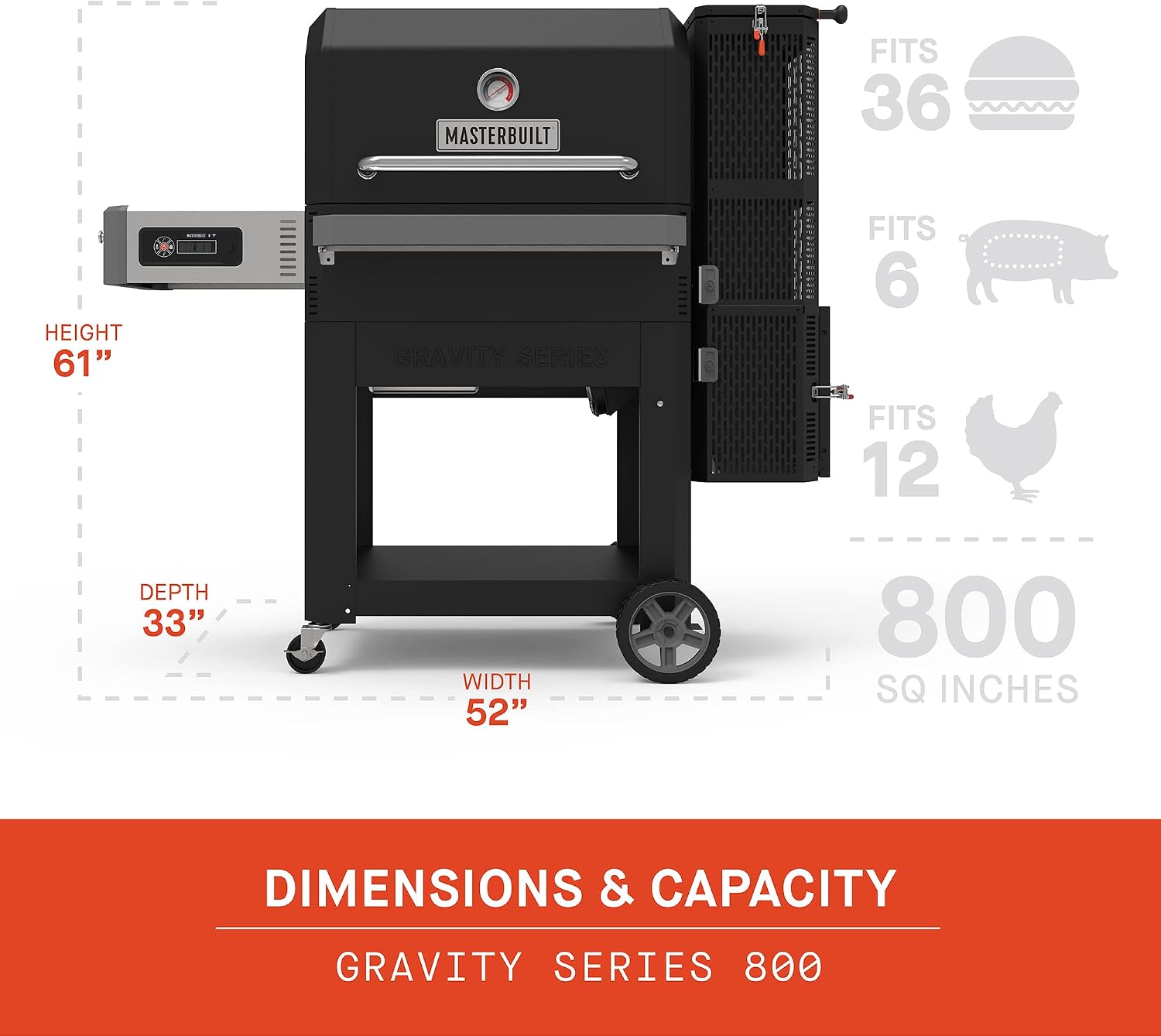 Masterbuilt Gravity Series 800 Digital Charcoal Griddle, Grill and Smoker Combo + Masterbuilt Lump Charcoal (16 lbs)
