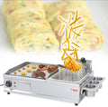 Electric Griddle Pancakes with Deep Fryer, Commercial Electric Griddle with Seasoning Rack, Breakfast Frying Pan Flat Top Grill,Small