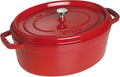 Staub Cast Iron Oval Cocotte, Dutch Oven, 7-quart, serves 7-8, Made in France, Cherry