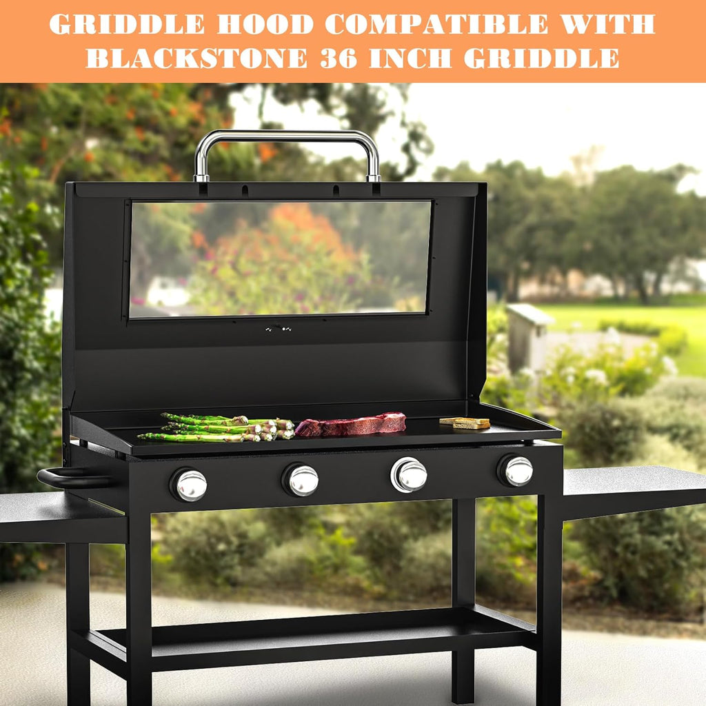 Upgraded Griddle Lid for 36 Inch Blackstone 1825 1984 1554 2151 2122 1841 1565 Gas Griddle, Clear View Hinged Lid Hood Replacement Parts for 36 Inch Blackstone 5004N Griddle Hard Cover Accessories