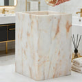 Natural Marble Waste Basket for Bathroom, Modern Gold and White Texture Rectangular Trash Can, Organic Stone Wastebasket Durable Waterproof Garbage Container Bin for Bedroom Living Room Office Kitchen