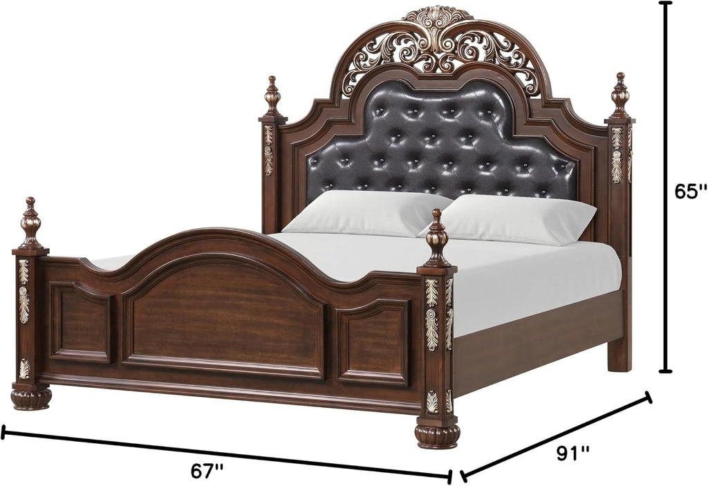 Glory Furniture Lyon G07100A-QB Cherry Finished Wood Bed