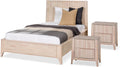 Furniture of America Elysia Mid-Century Modern 3-Piece Bedroom Collection with Vertical Fluting Bedframe, 2-Drawer Nightstands Set of 2, No Box Spring Required for Home, Guest Room, Twin, White Wash
