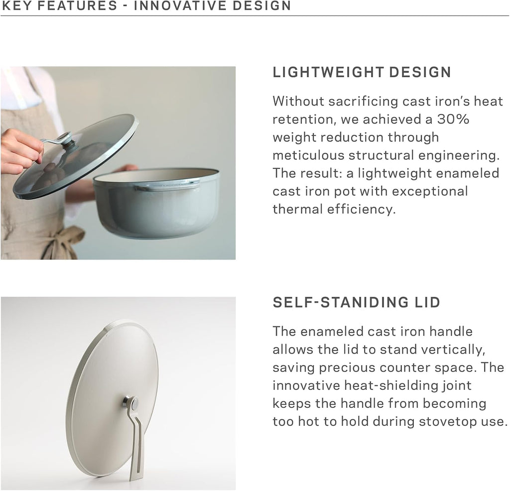 Vermicular Oven Pot 2.0 | Lightweight Enameled Cast Iron Pot | 18cm (2 Qt) | Non-Toxic | Induction-compatible | Dutch Oven | Made in Japan | Hazelnut Brown
