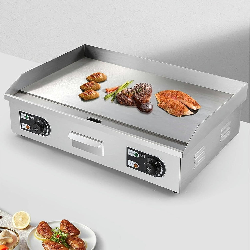 4400W Electric Countertop Griddle, Commercial Stainless Steel Flat Top Grill with Adjustable Temperature Control (122°F-572°F), for Kitchen, Restaurant, BBQ