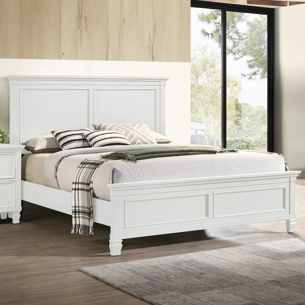 New Classic Furniture Tamarack Wood Queen Bed, White