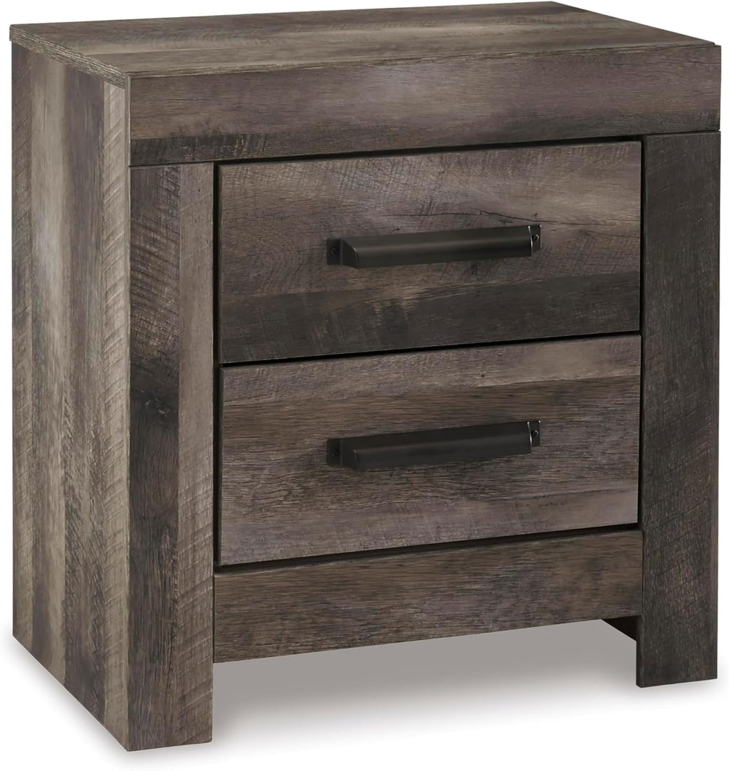 Signature Design by Ashley Wynnlow Rustic 2 Drawer Two Drawer Nightstand, 24.41' Tall, Weathered Gray