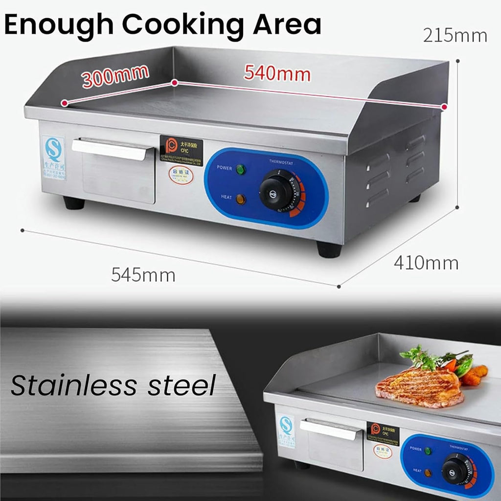 21' Commercial Electric Griddle, Electric Flat Top Grill, 3000W Countertop Griddle for Restaurant with Shovels and Brushes