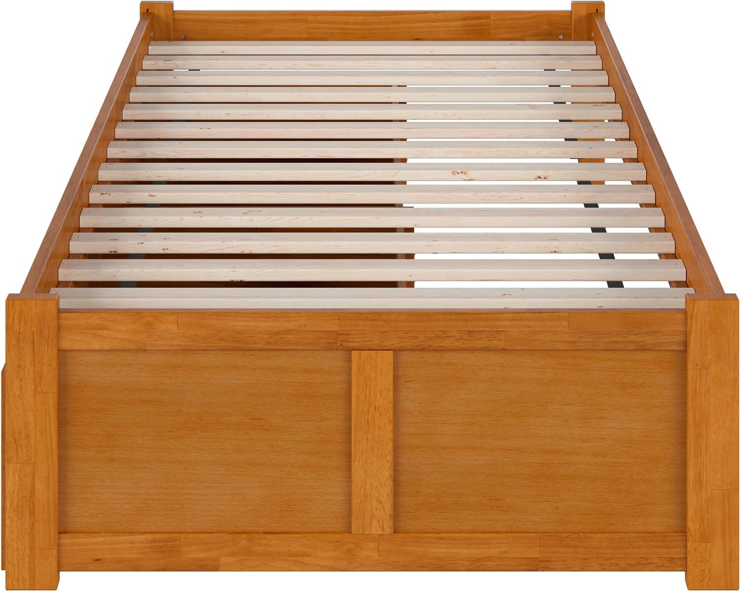 AFI Concord Twin XL Solid Wood Platform Bed with Footboard & Storage Drawers in Light Toffee