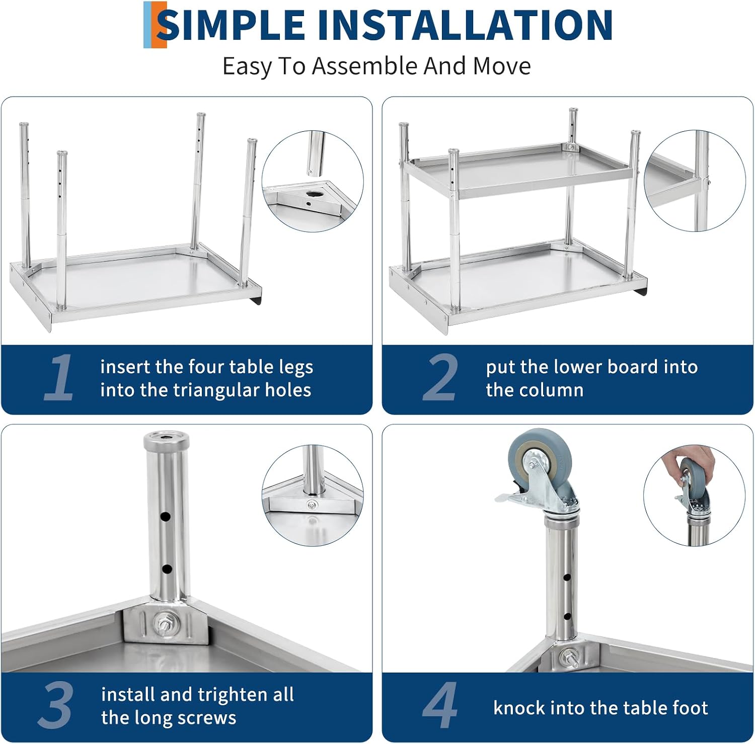 GarveeTech Stainless Steel Grill Stand Table - 36x30x30 Inches, 660 LBS Heavy-Duty Capacity, NSF Certified, with Movable Wheels & 2' Edge Baffle for Home, Commercial Restaurant Kitchen, Hotel