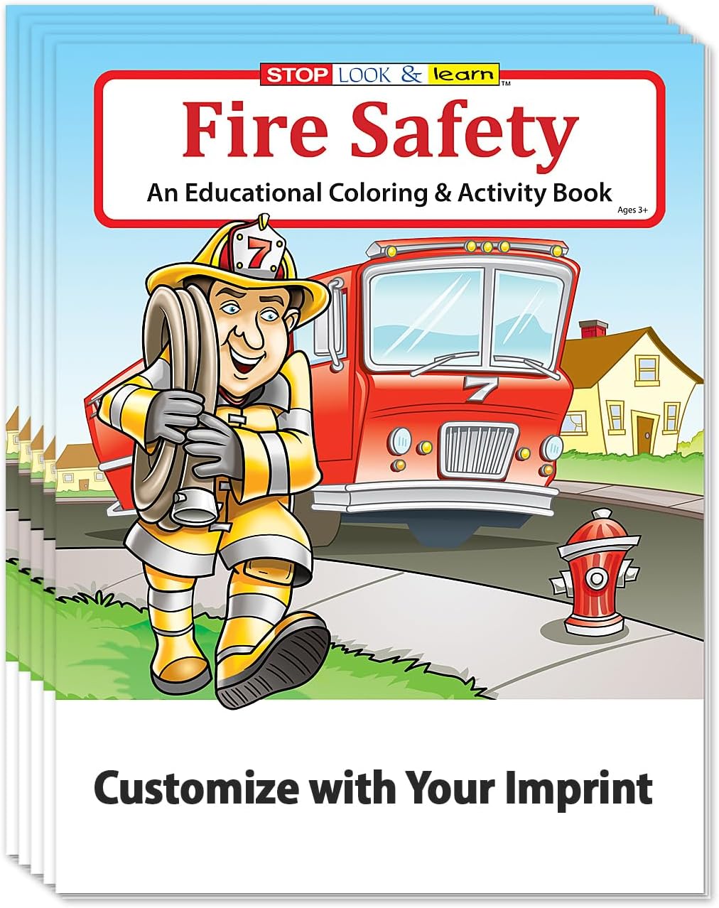 ZOCO – Fire Safety for Kids – Custom Promotional Firefighter Coloring Books (250 Bulk Pack, Without Crayons) – Fire Prevention Week Items – Add Your Imprint to the Front Cover